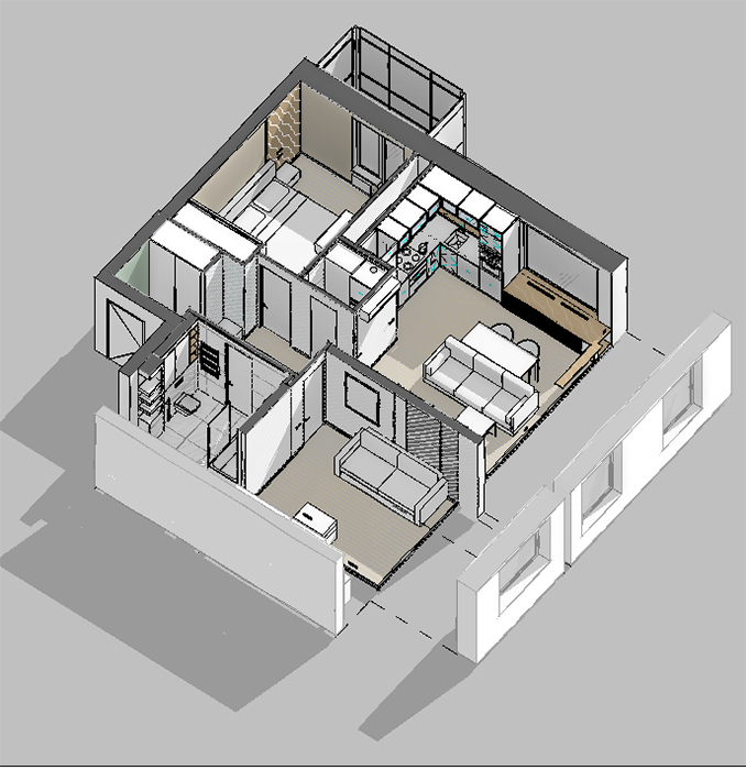 ЗД чертеж для дизайн-проекта квартиры