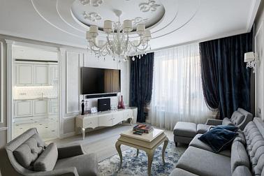 Реализованный дизайн-проект интерьера 3-комнатной квартиры 100 м2 в классическом стиле с элементами арт-деко