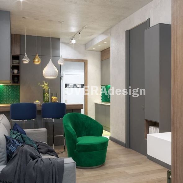 Дизайн-проект квартиры 40 кв.м с перепланировкой в современном стиле